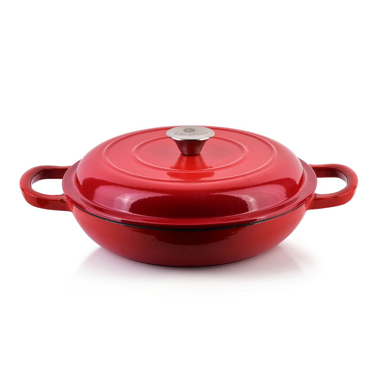 Gietijzeren lage braadpan - Rood -  Ø26 x H11cm