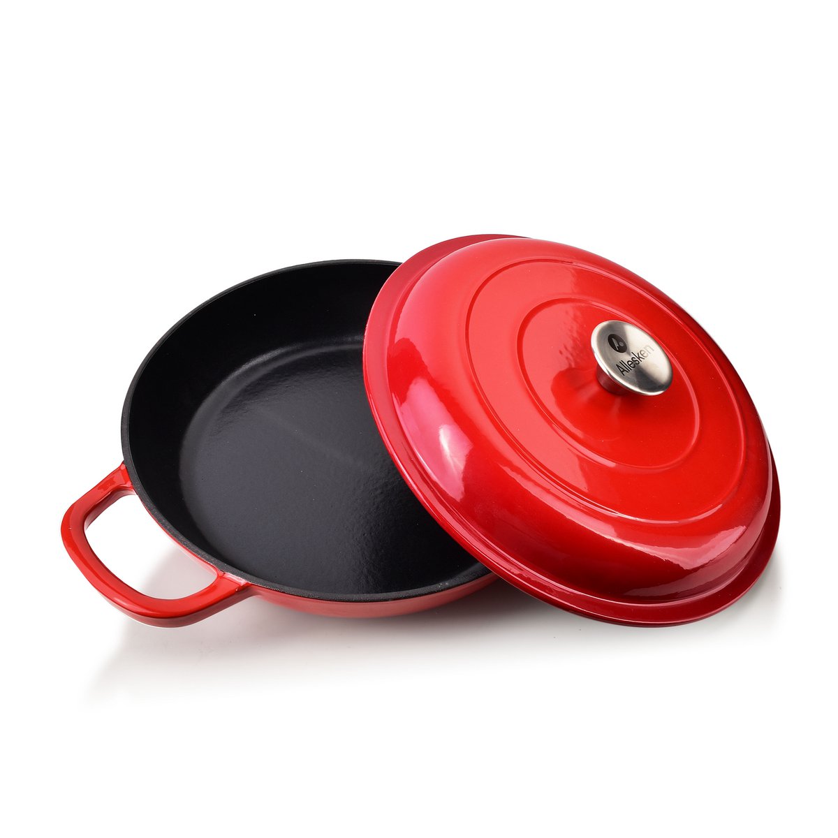 Gietijzeren lage braadpan - Rood -  Ø26 x H11cm