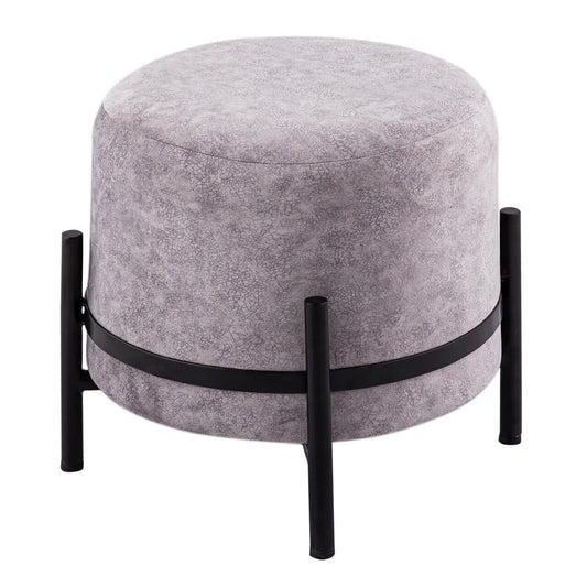 Poef suede look GRIJS/zwart