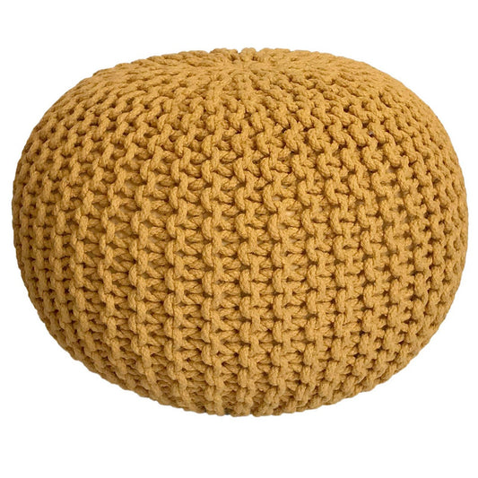 Gebreide poef - geel Ø 55 cm