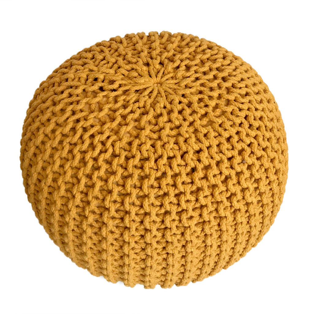 Gebreide poef - geel Ø 55 cm