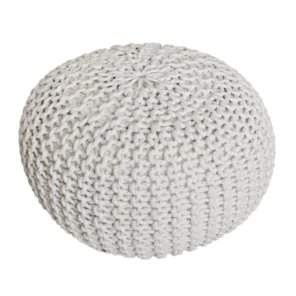Gebreide poef - wit Ø 55 cm