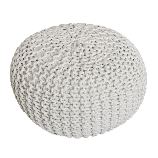 Gebreide poef - wit Ø 55 cm