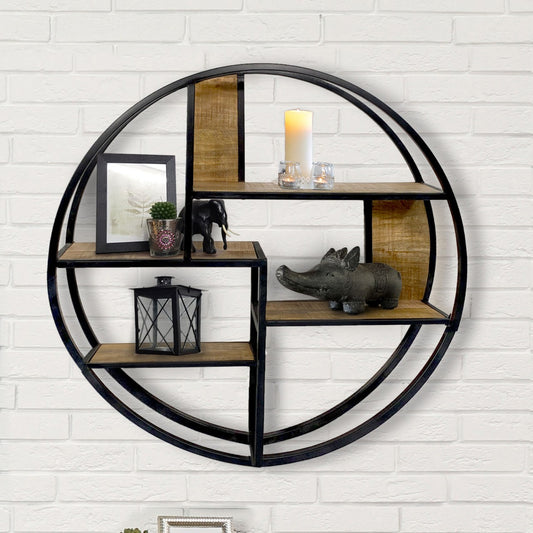 Wandrek rond - hout/zwart