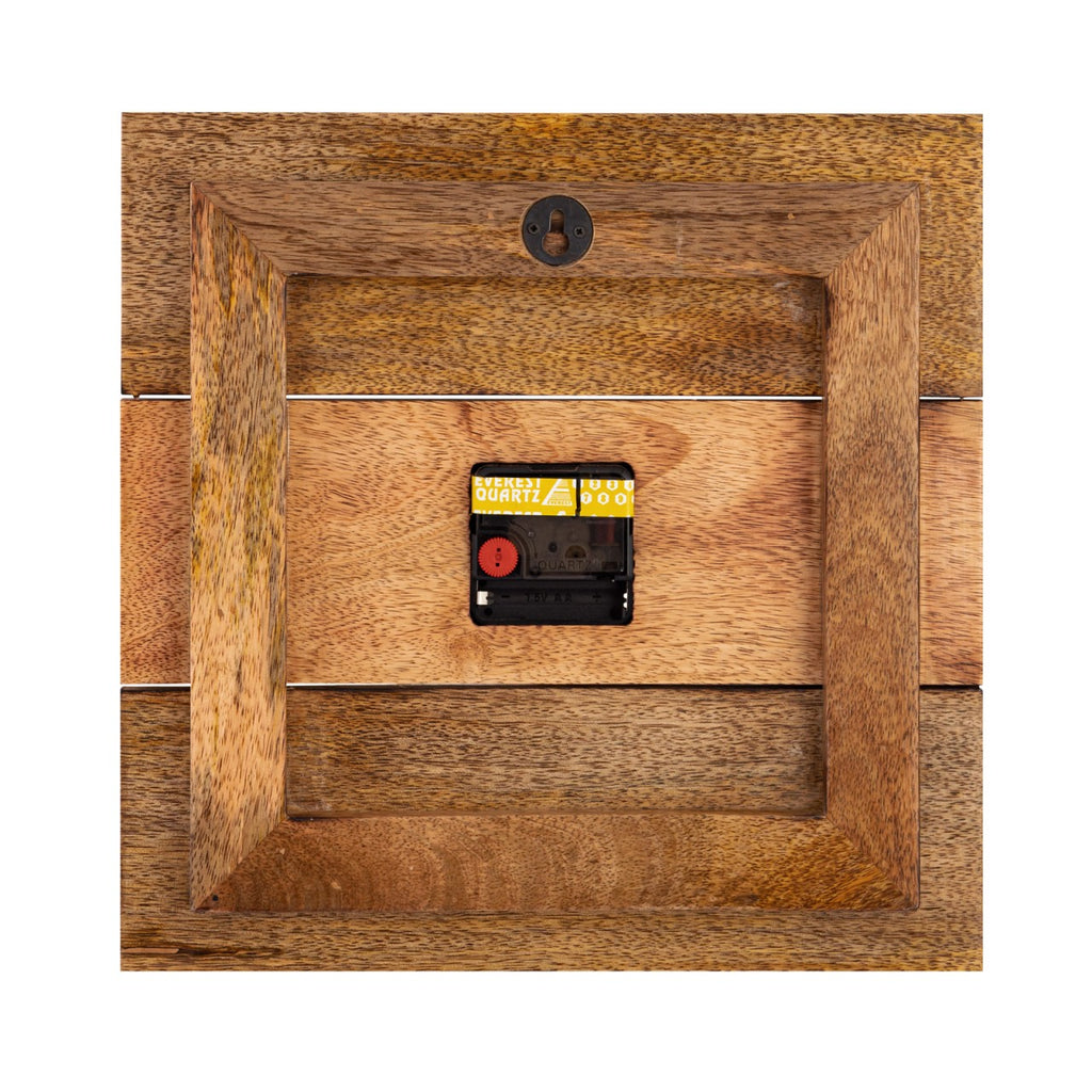 Wanduhr Holzuhr 30x30cm Wanduhr Holz Wohnzimmer lautlos quadratisch aus Mangoholz solid